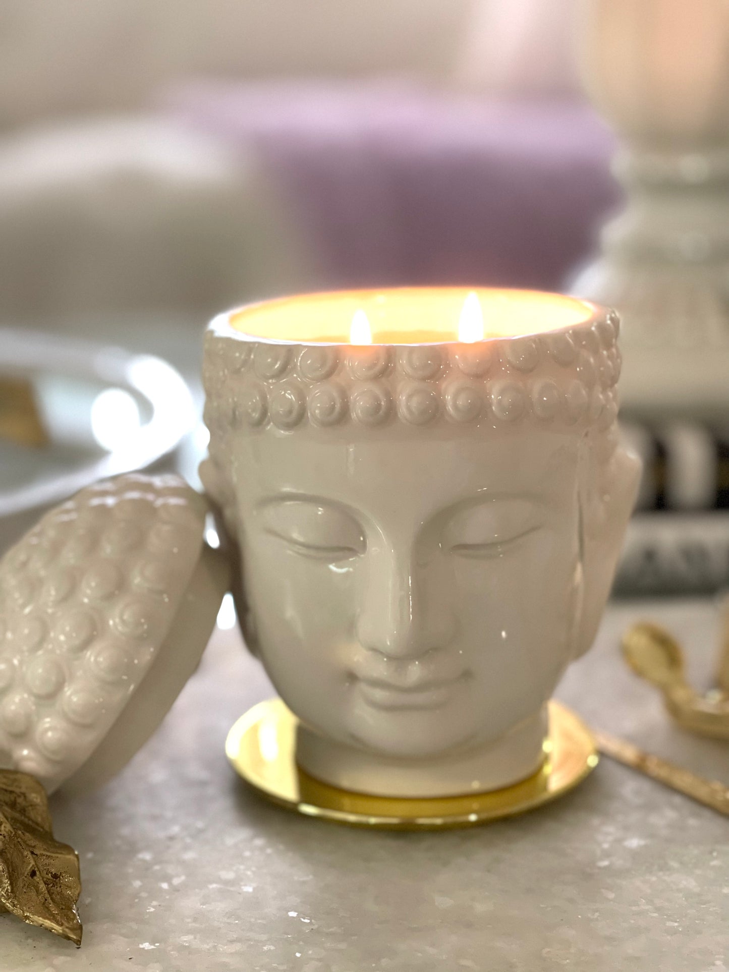 White Buddha Candle